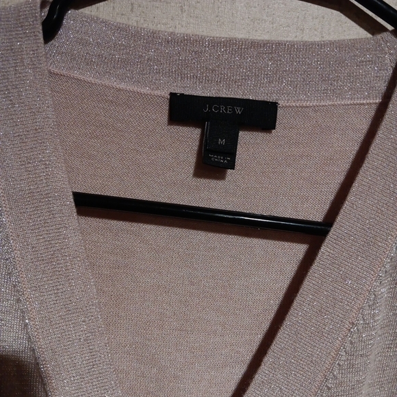 J. Crew Champagne Beige Shimmer Sparkle Faux Wrap Sweater M Lovely - Picture 4 of 4
